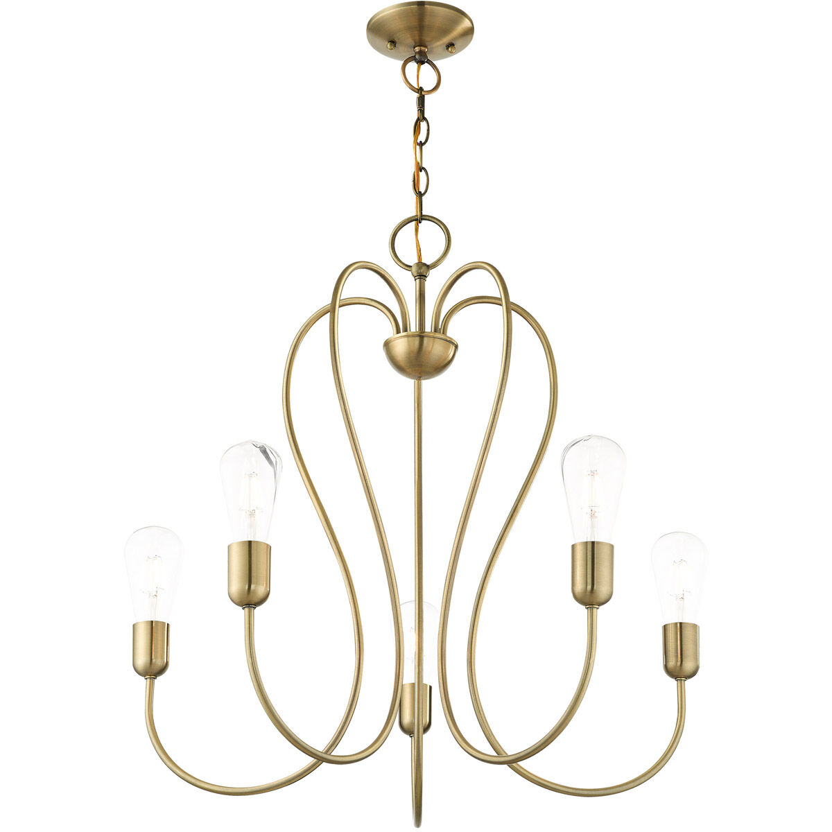 Lucerne 5 Light 24 inch Antique Brass Chandelier Ceiling Light