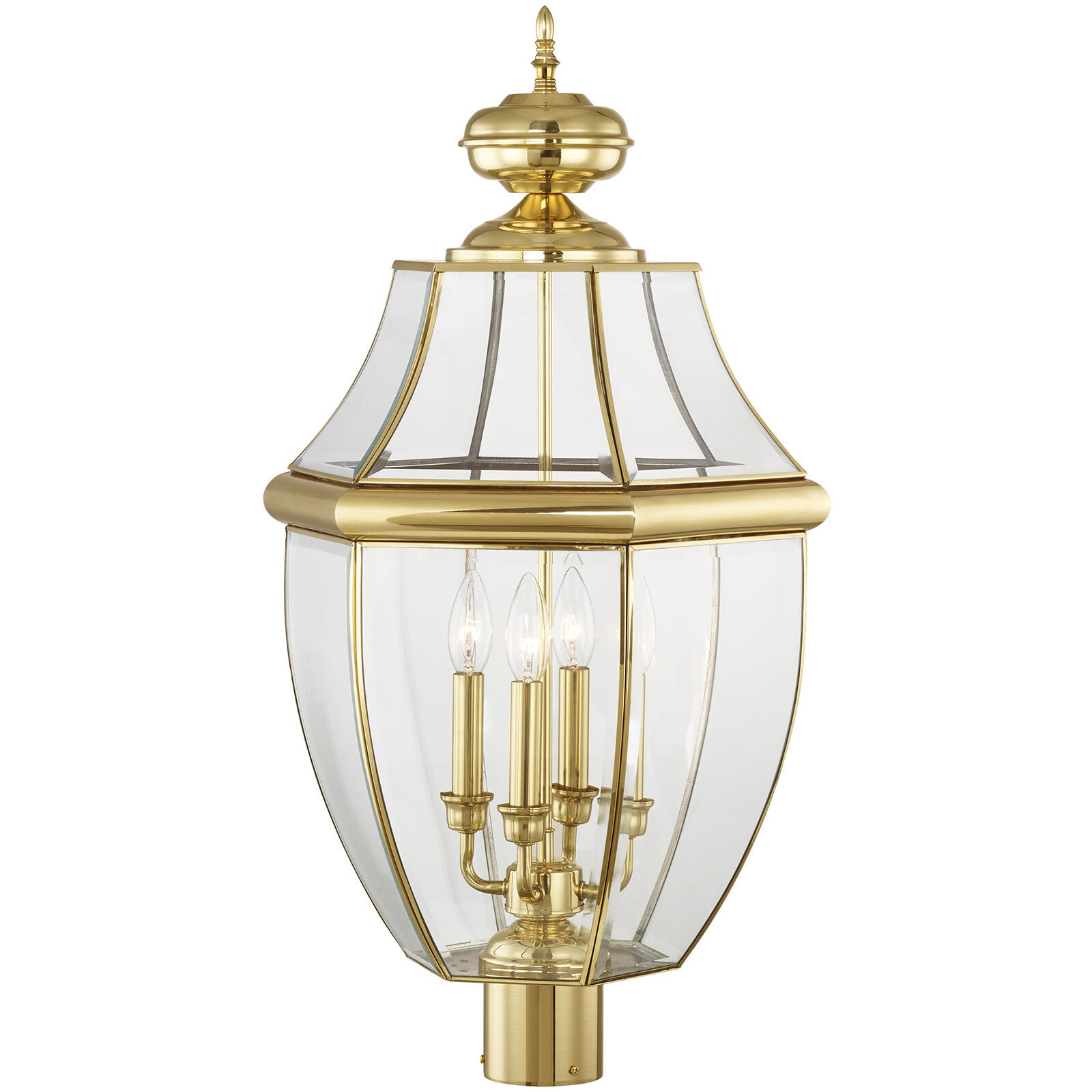 Monterey 4 Light 29 inch Polished Brass Outdoor Post Top Lantern