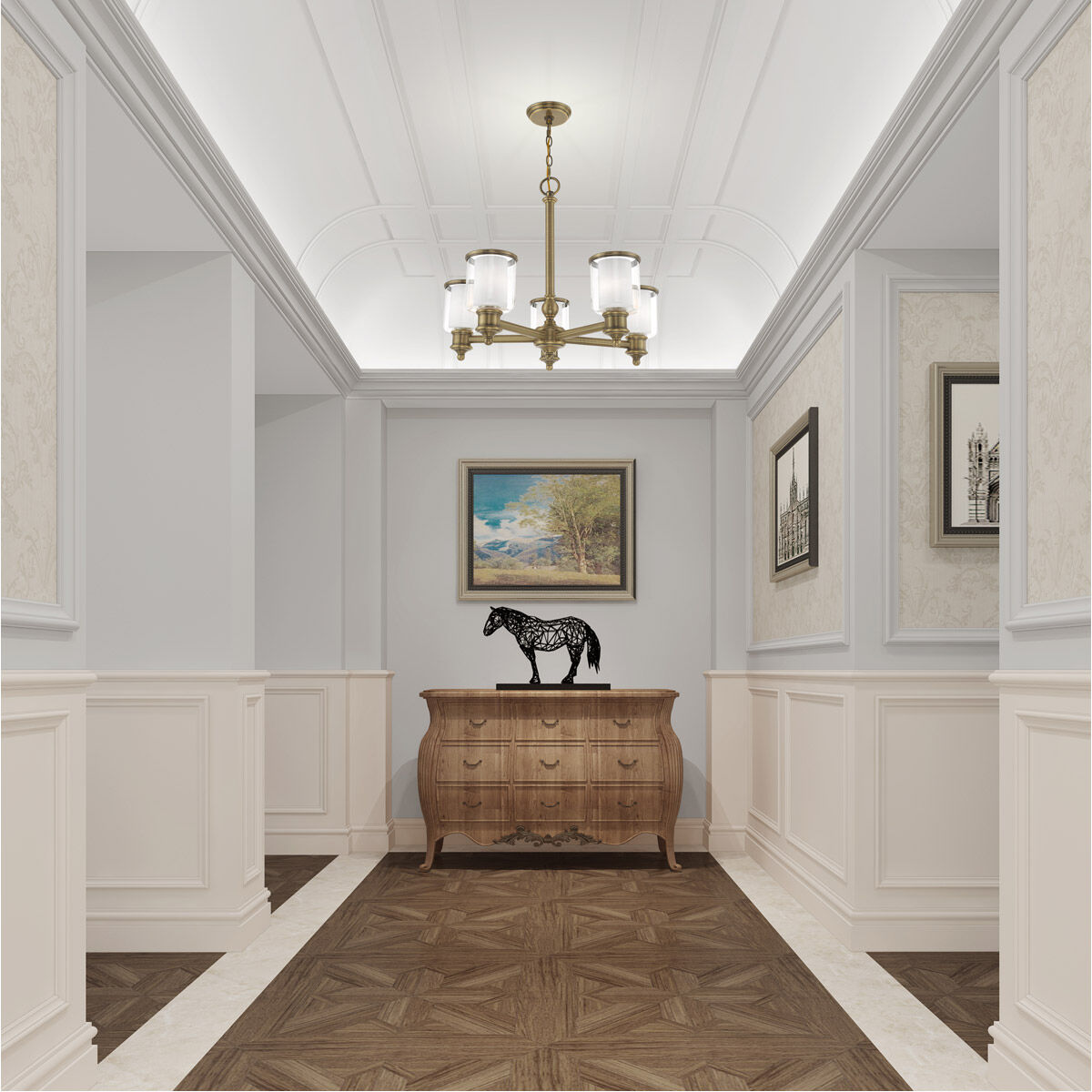 Middlebush 5 Light 25 inch Antique Brass Chandelier Ceiling Light