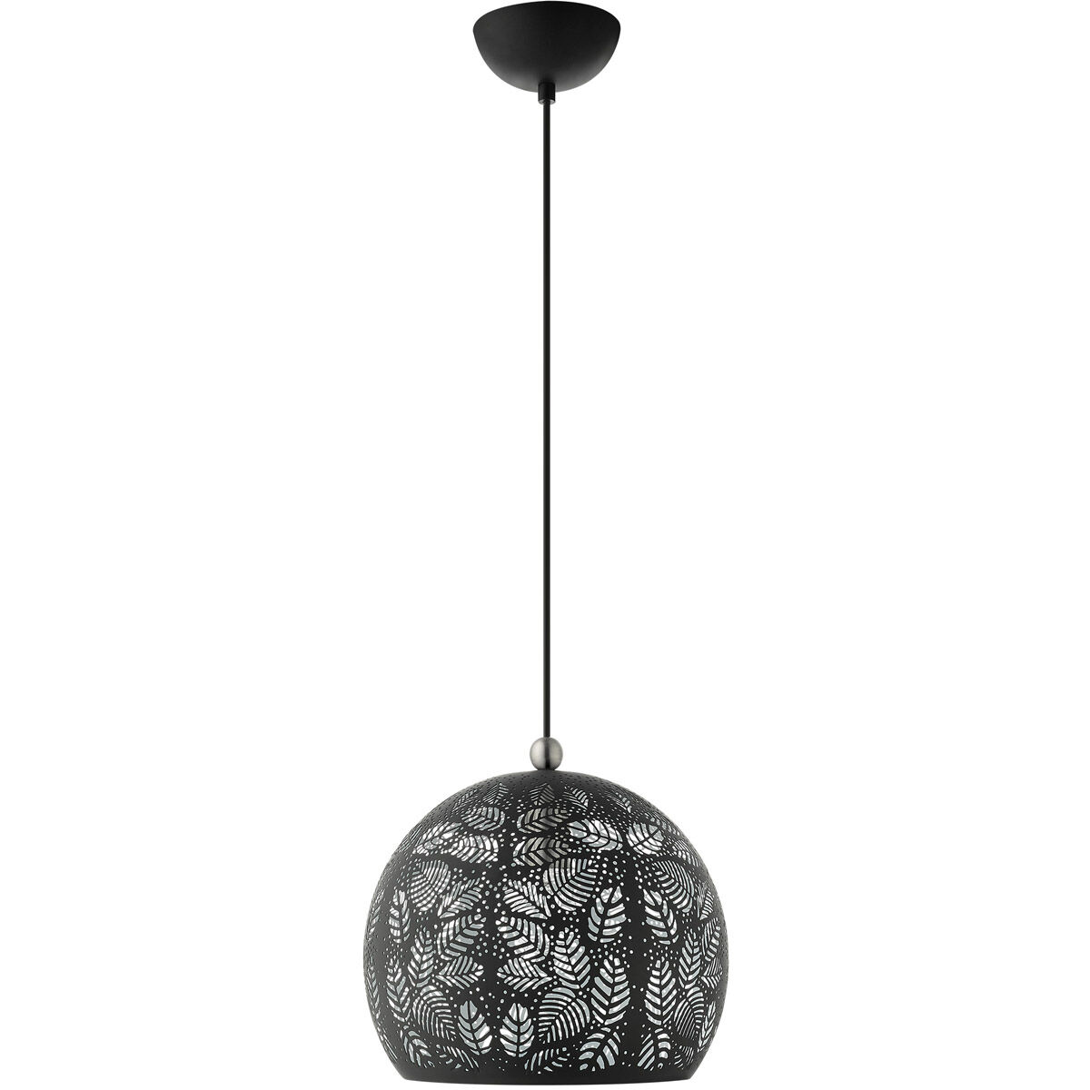 Chantily 1 Light 12 inch Black with Brushed Nickel Accents Pendant Ceiling Light