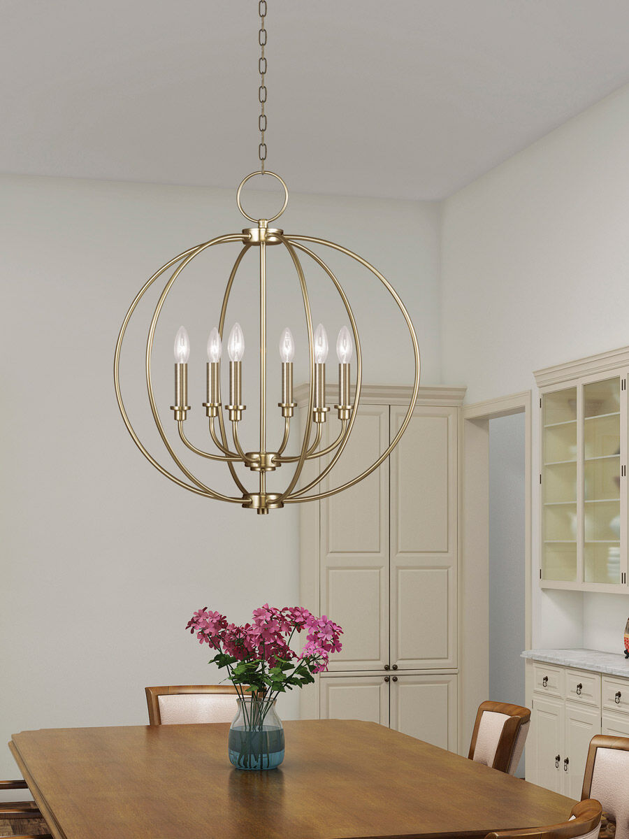 Milania 6 Light 25 inch Antique Brass Chandelier Ceiling Light