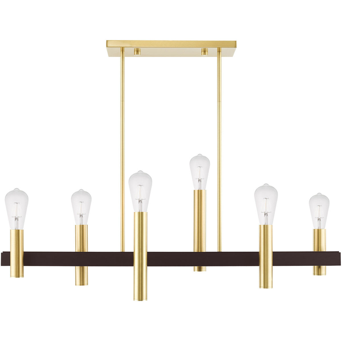 Helsinki 6 Light 8 inch Satin Brass with Bronze Accents Chandelier Ceiling Light