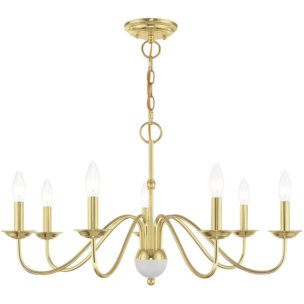 Windsor 7 Light 28 inch Polished Brass Chandelier Ceiling Light