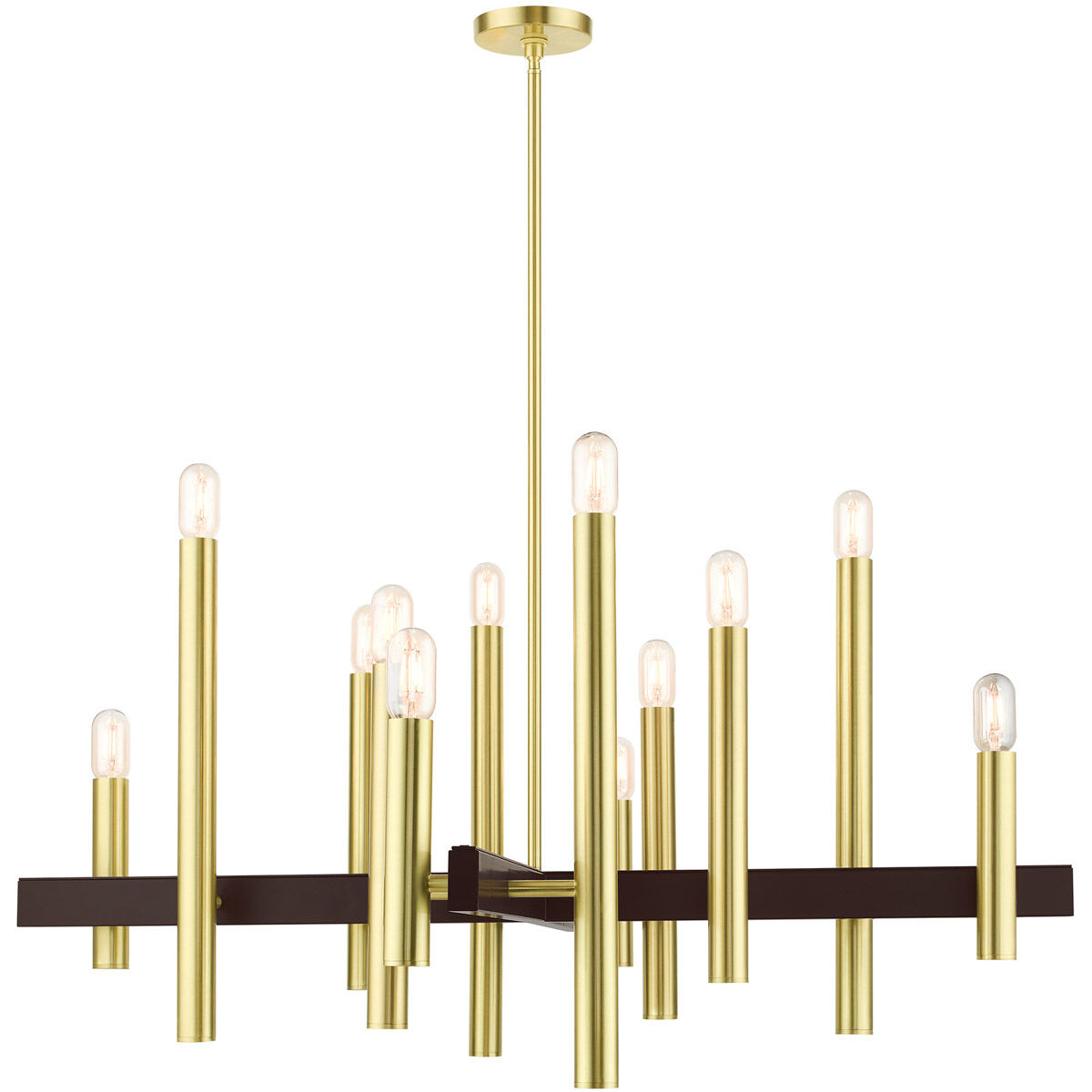 Helsinki 12 Light 44 inch Satin Brass Chandelier Ceiling Light