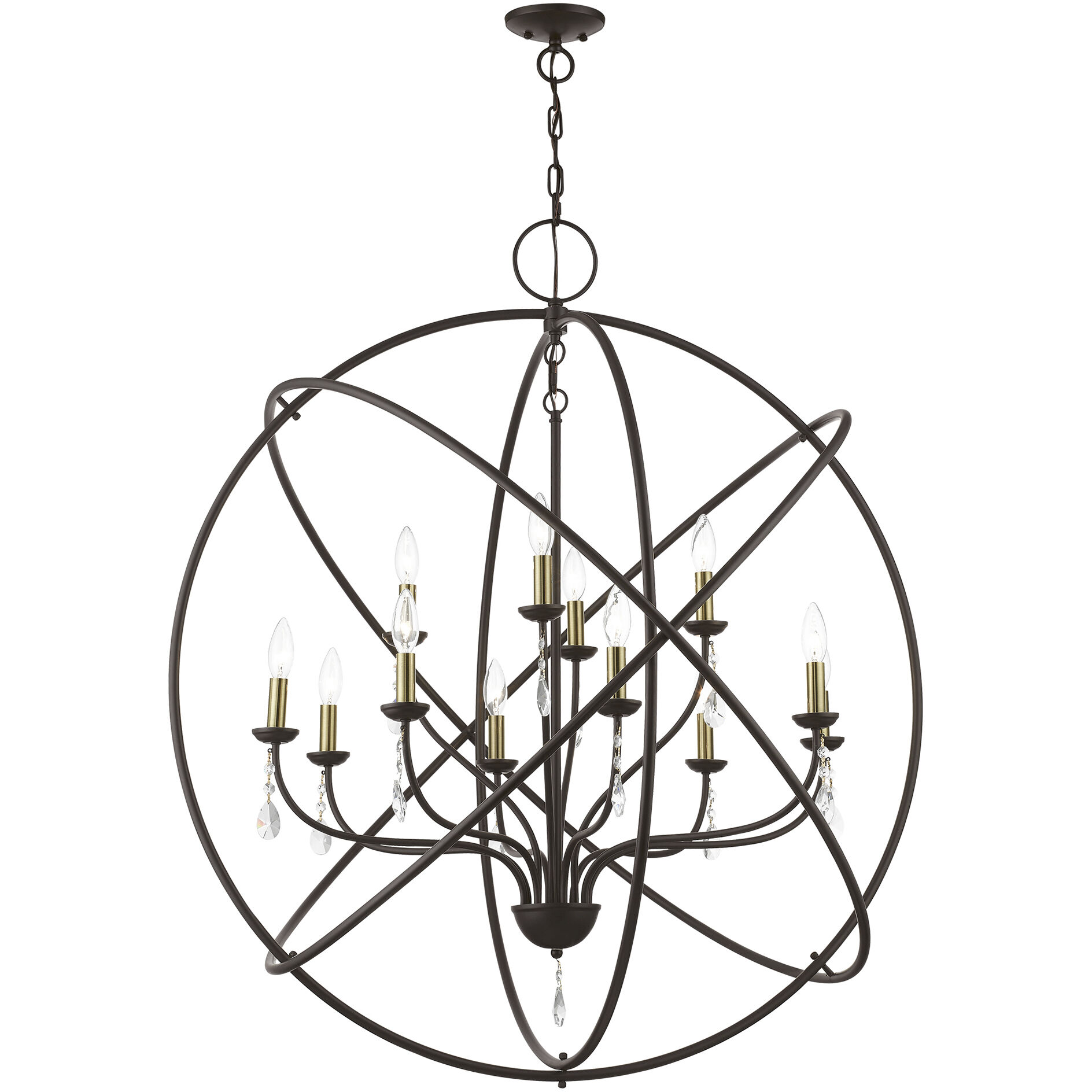 Aria 12 Light 40 inch Bronze with Antique Brass Finish Candles Grande Foyer Chandelier Ceiling Light