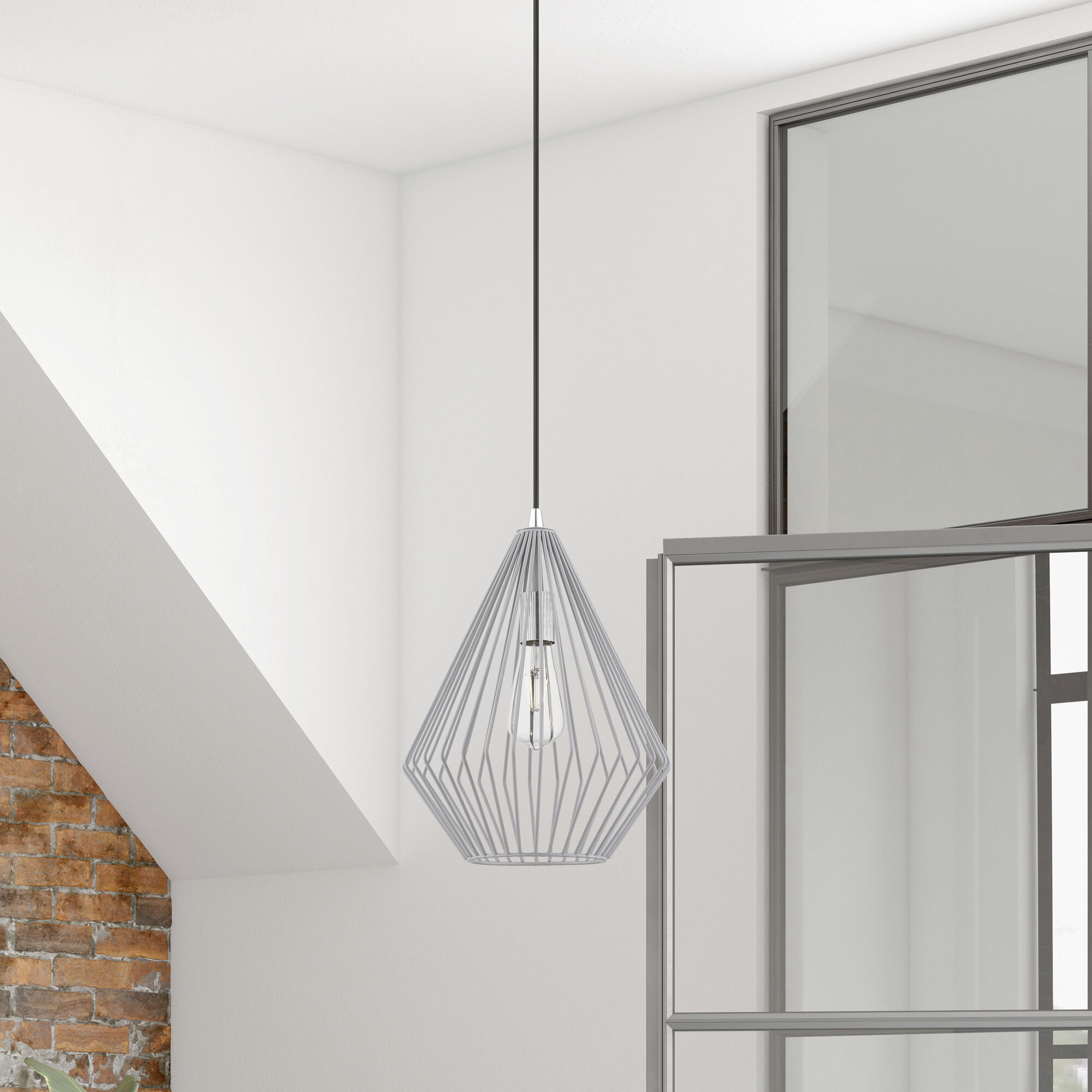 Linz 1 Light 11.5 inch Nordic Gray with Polished Chrome Accents Pendant Ceiling Light