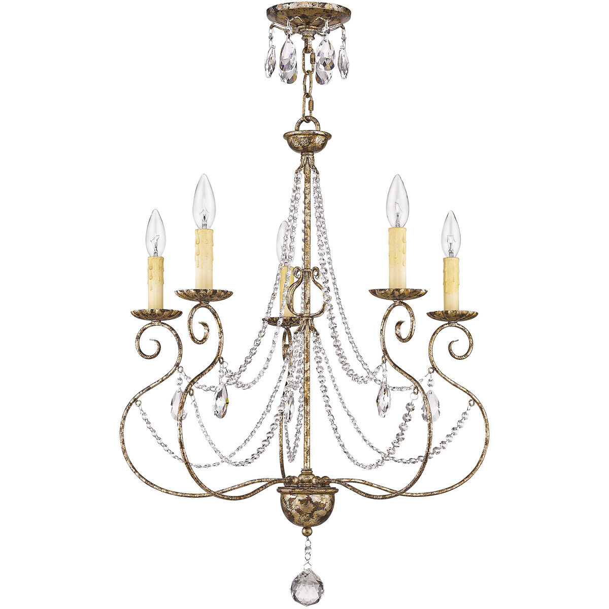 Isabella 5 Light 24 inch Hand Applied European Bronze Chandelier Ceiling Light