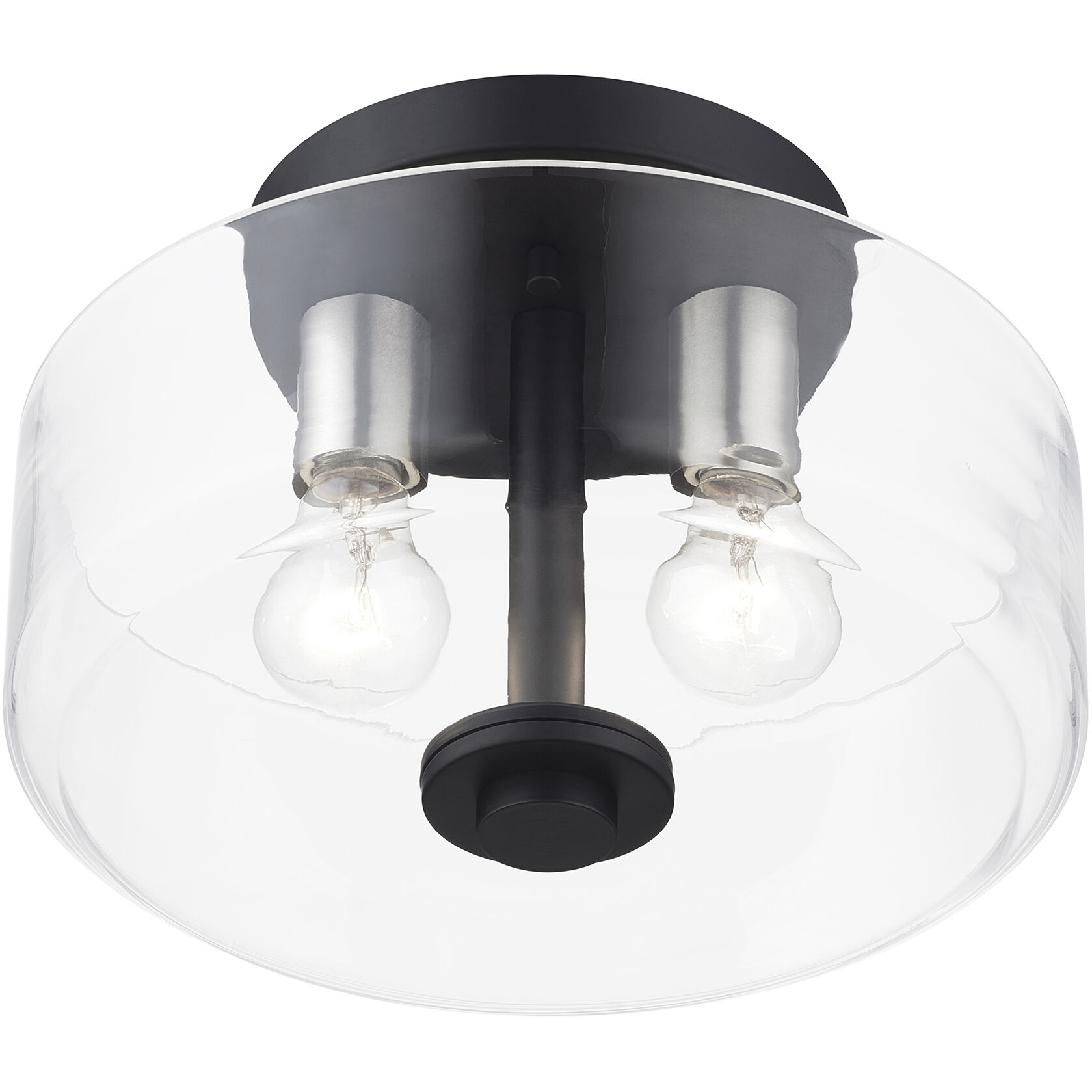 Whitworth 2 Light 12.25 inch Black with Brushed Nickel Accents Semi-Flush Ceiling Light