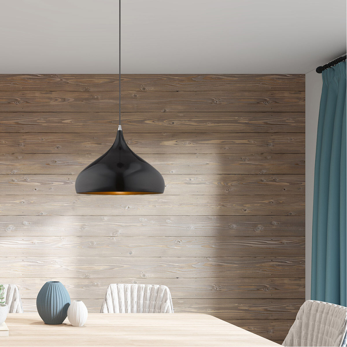 Allison 1 Light 16 inch Shiny Black Mini Pendant Ceiling Light