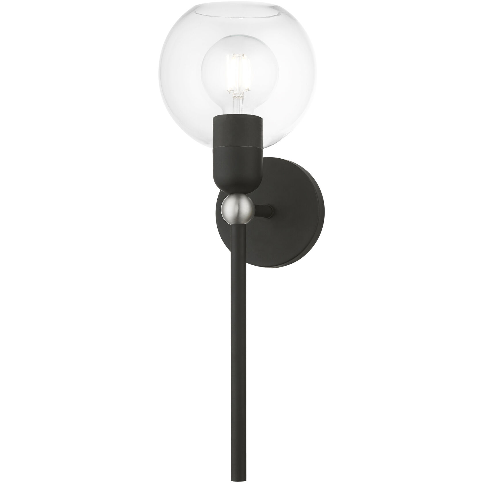 Downtown 1 Light 7 inch Black with Brushed Nickel Accent Single Sconce Wall Light, Sphere