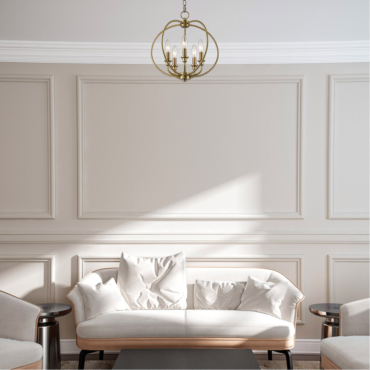 Milania 5 Light 16 inch Antique Brass Convertible Mini Chandelier/Ceiling Mount Ceiling Light