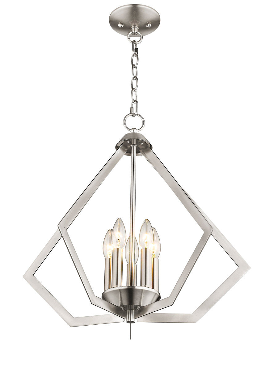 Prism 5 Light 20 inch Brushed Nickel Chandelier Ceiling Light