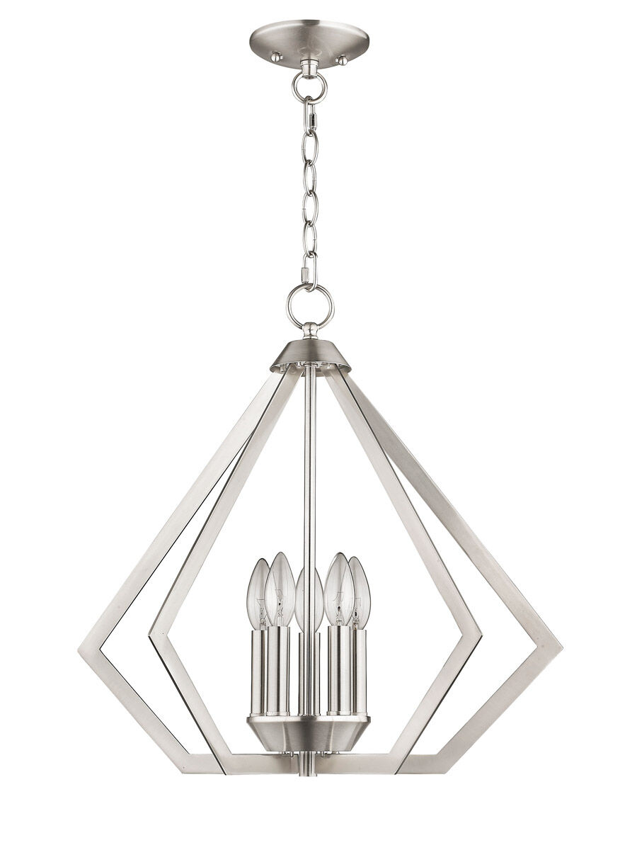 Prism 5 Light 20 inch Brushed Nickel Chandelier Ceiling Light