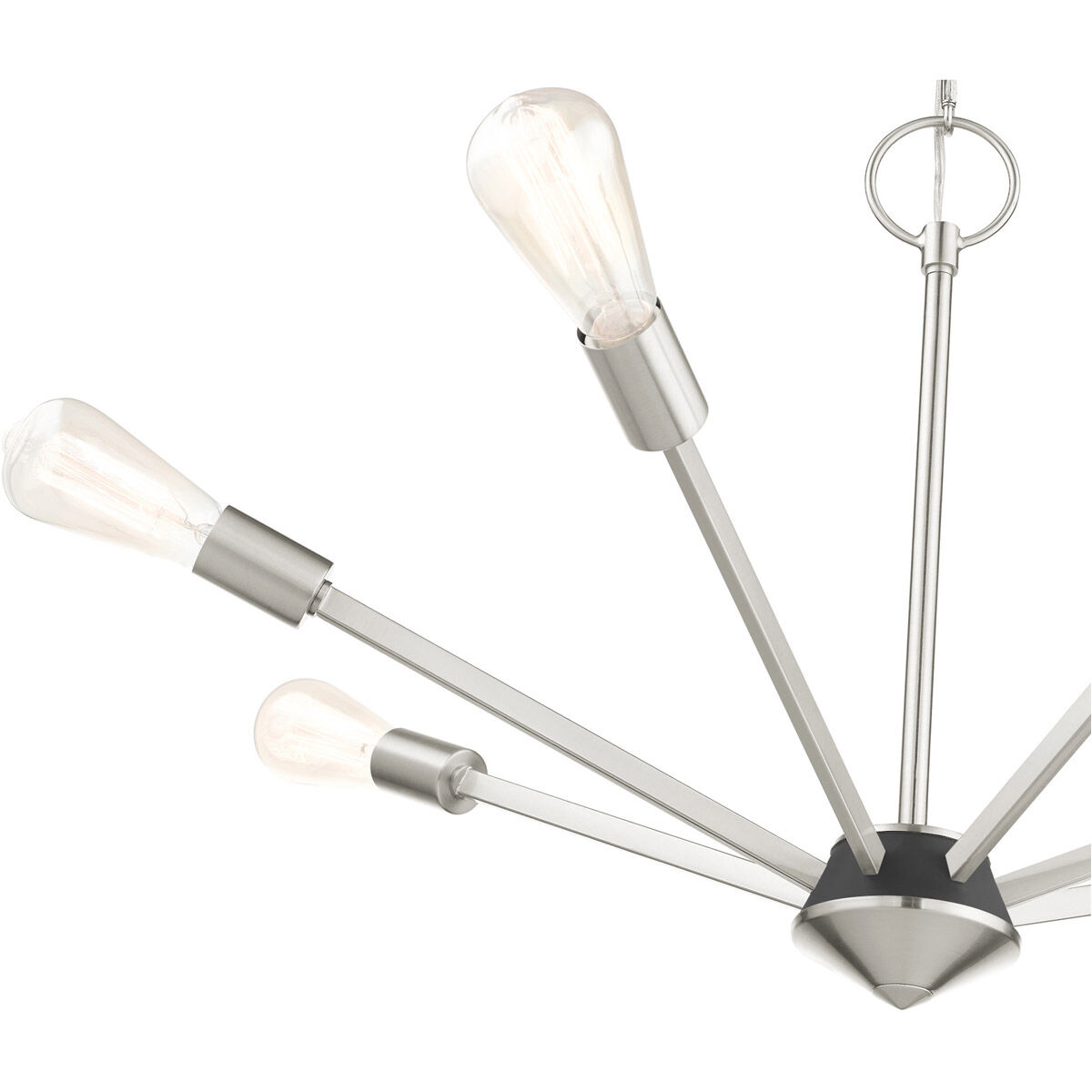 Prague 7 Light 29 inch Brushed Nickel with Black Accents Chandelier Ceiling Light