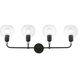 Downtown 4 Light 36 inch Black with Brushed Nickel Accents Vanity Sconce Wall Light, Large, Sphere