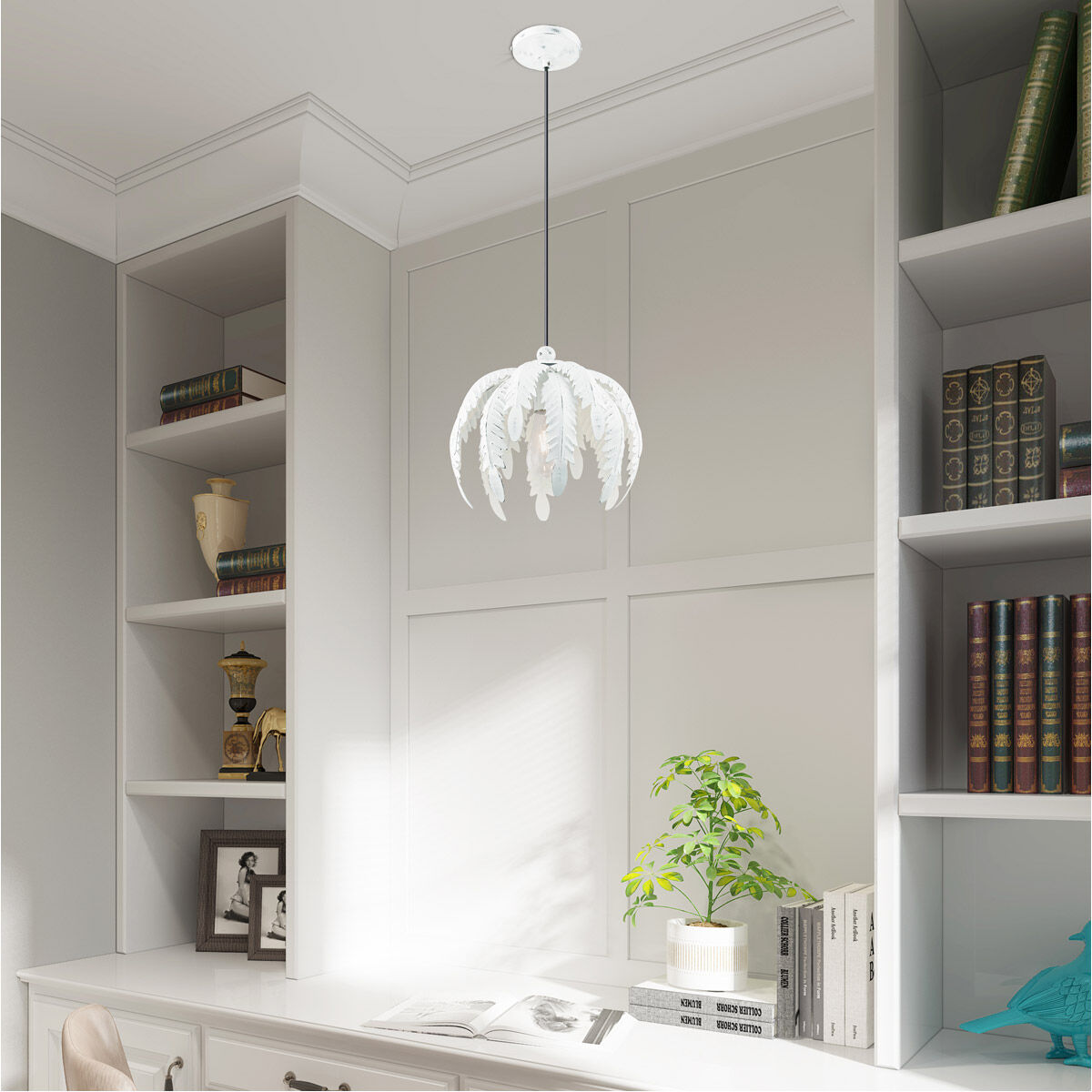 Acanthus 1 Light 13 inch Antique White Mini Pendant Ceiling Light