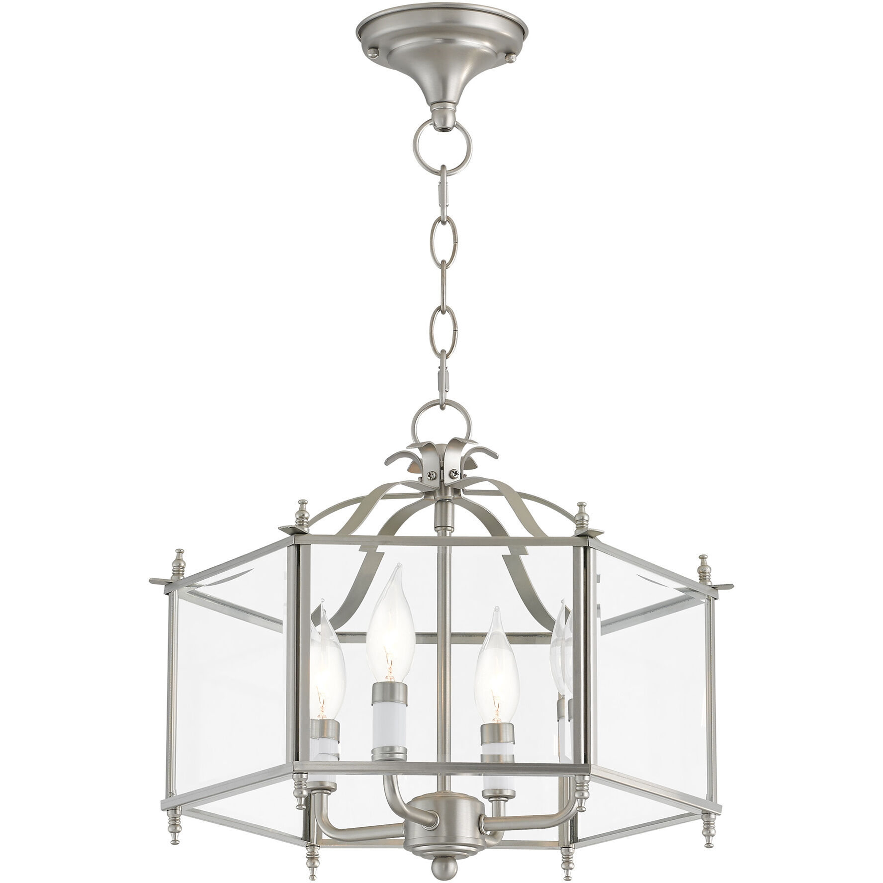 Livingston 4 Light 16 inch Brushed Nickel Convertible Pendant/Ceiling Mount Ceiling Light