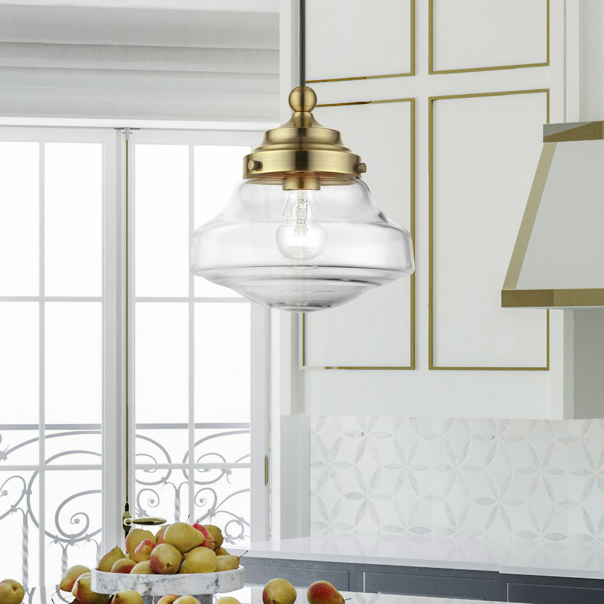 Avondale 1 Light 9 inch Antique Brass Mini Pendant Ceiling Light