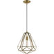 Geometric 1 Light 12 inch Antique Brass Mini Pendant Ceiling Light