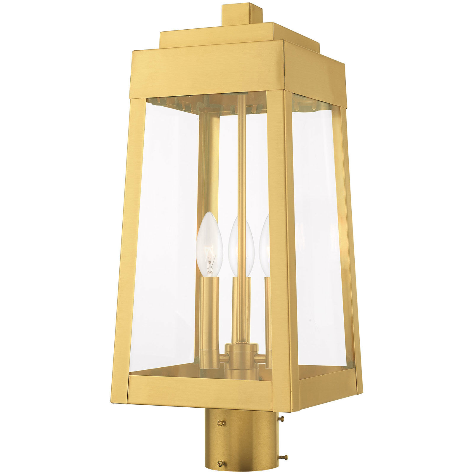 Oslo 3 Light 20 inch Satin Brass Outdoor Post Top Lantern