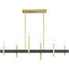 Denmark 6 Light 40 inch Satin Brass with Bronze Accents Linear Chandelier Ceiling Light