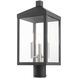 Nyack 3 Light 19.5 inch Black with Brushed Nickel Cluster Medium Outdoor Post Top Lantern