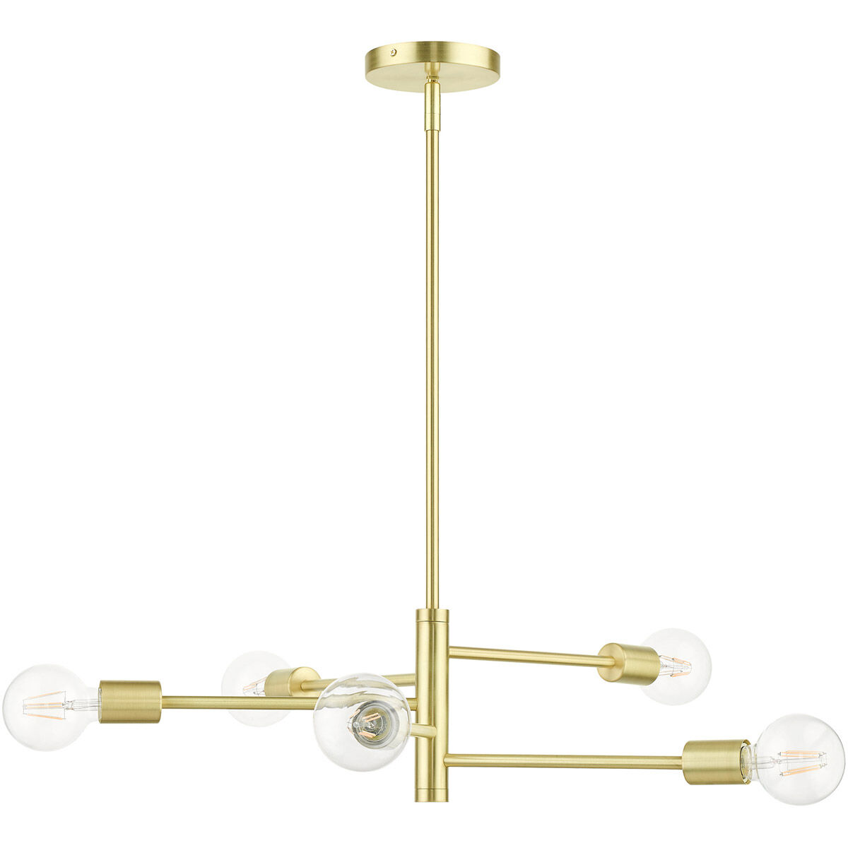 Bannister 5 Light 24 inch Satin Brass Chandelier Ceiling Light
