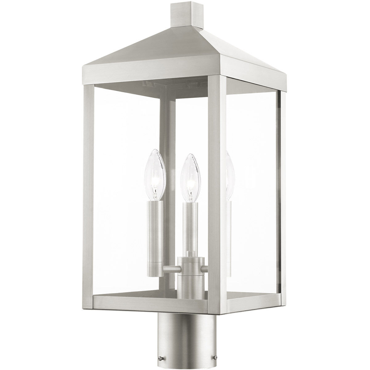 Nyack 3 Light 20 inch Brushed Nickel Outdoor Post Top Lantern