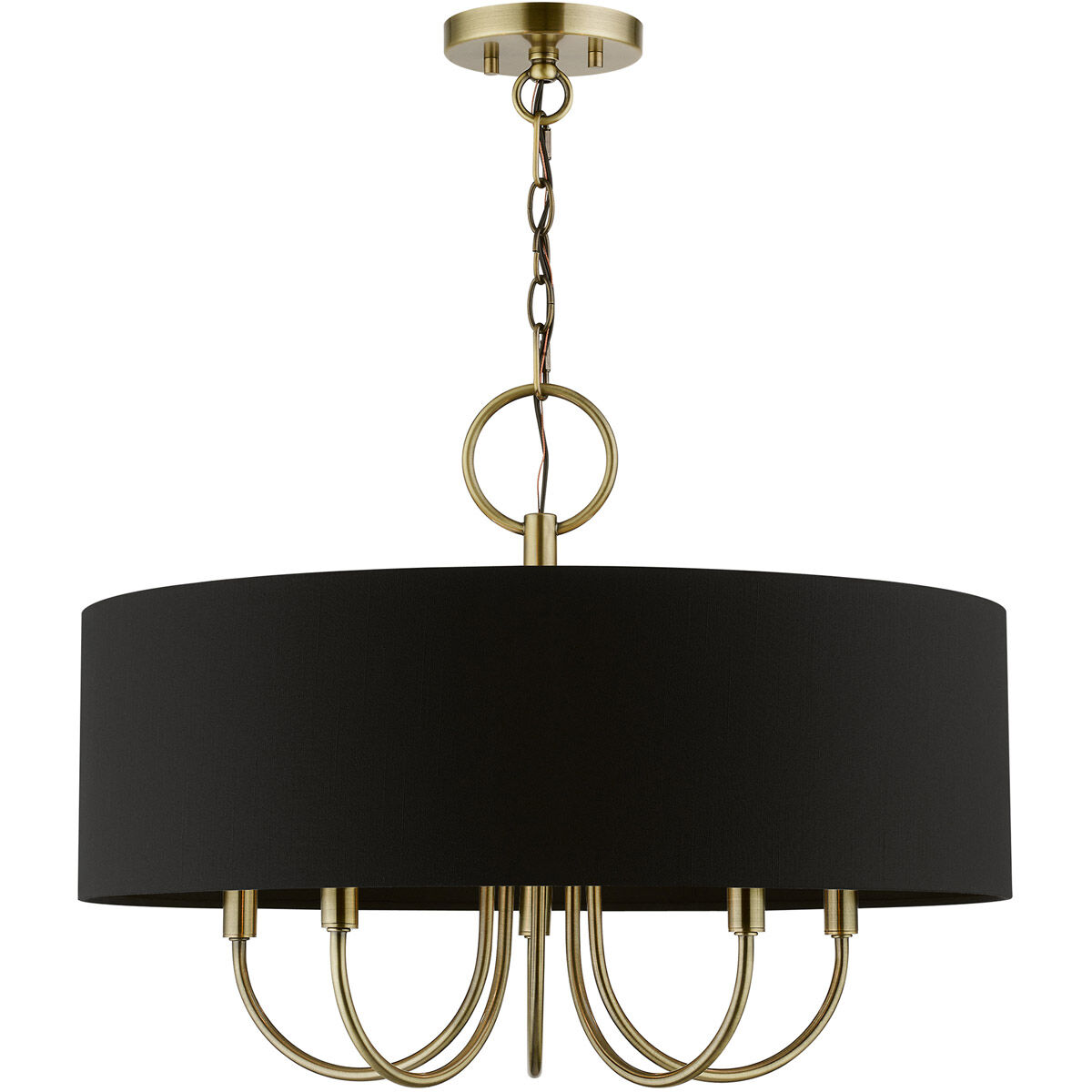 Huntington 5 Light 23 inch Antique Brass Pendant Chandelier Ceiling Light