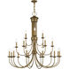 Estate 21 Light 42 inch Antique Gold Leaf Chandelier Ceiling Light, Extra Large