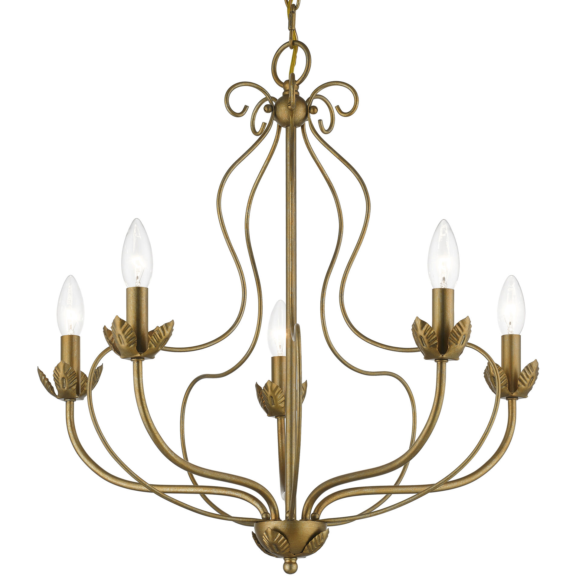 Katarina 5 Light 23 inch Antique Gold Leaf Chandelier Ceiling Light