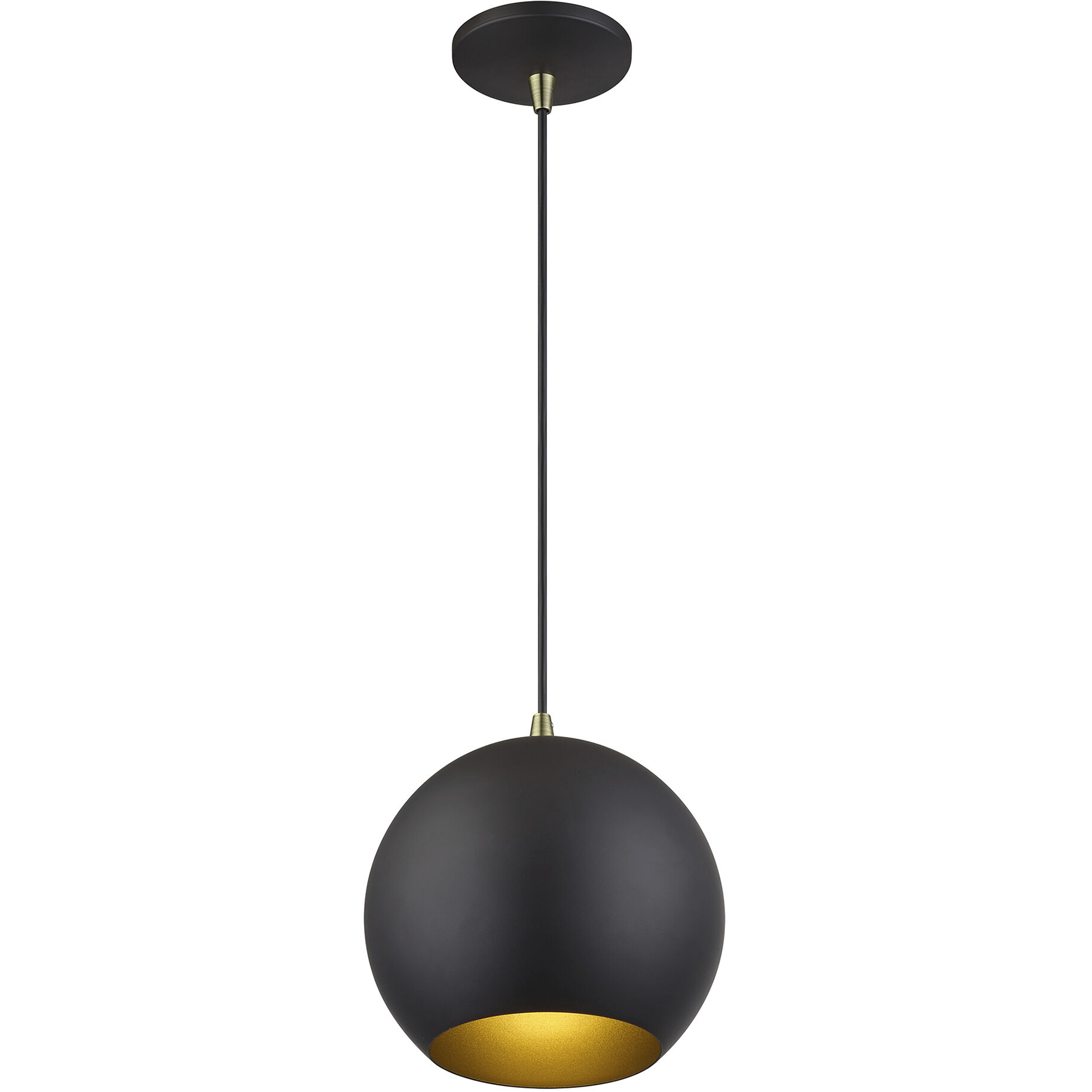 Kuppola 9.25 inch Bronze with Antique Brass Accents Pendant Ceiling Light, Globe