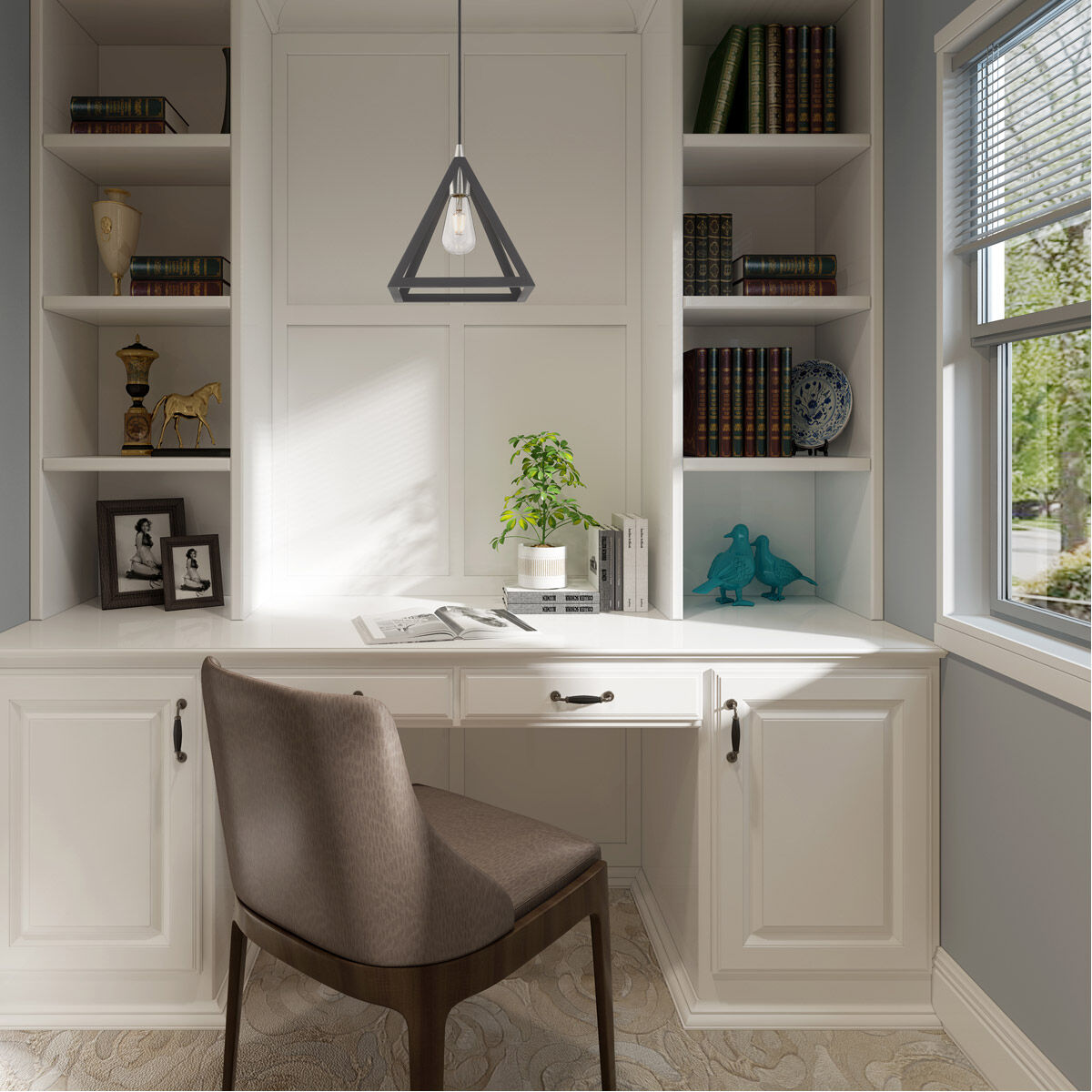 Geometric 1 Light 13.88 inch Scandinavian Gray Mini Pendant Ceiling Light