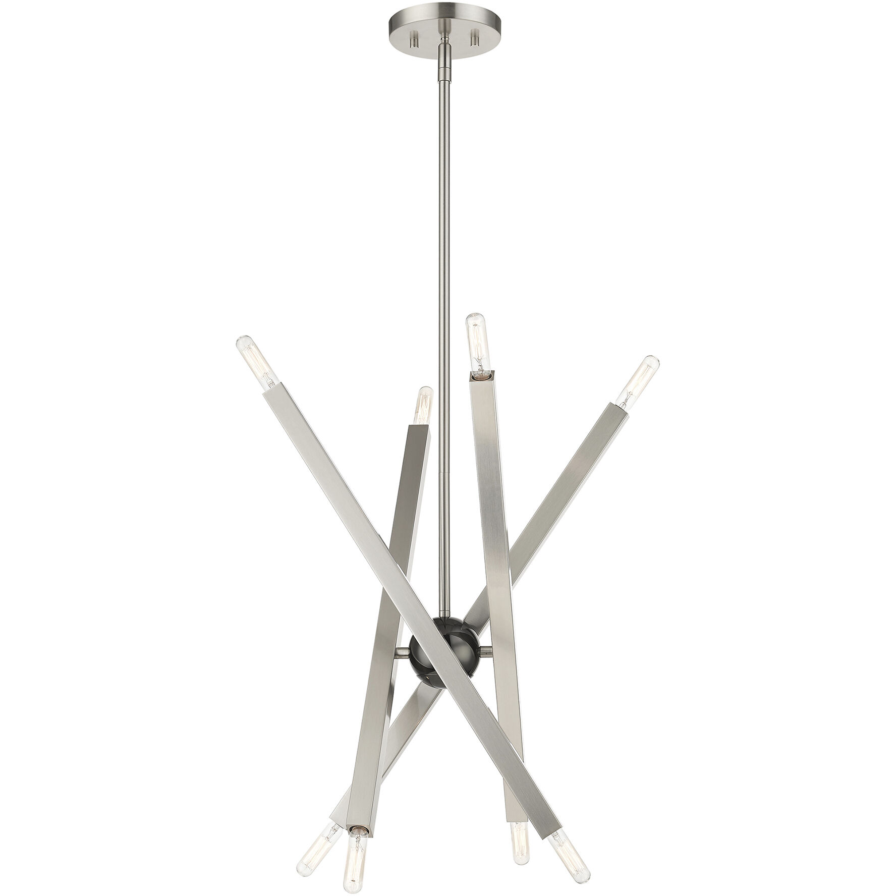 Monaco 8 Light 23 inch Brushed Nickel with Black Chrome Finish Accent Chandelier Ceiling Light