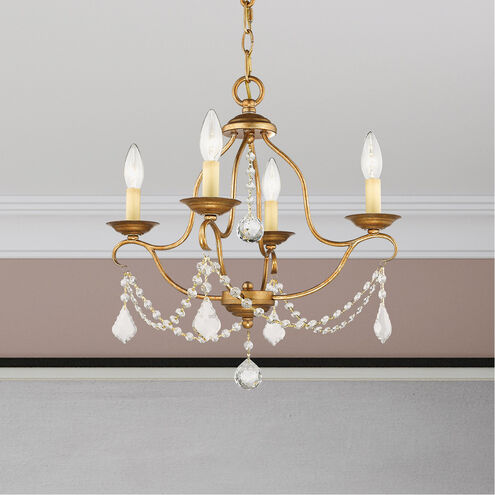 Chesterfield 4 Light 18 inch Antique Gold Leaf Mini Chandelier Ceiling Light