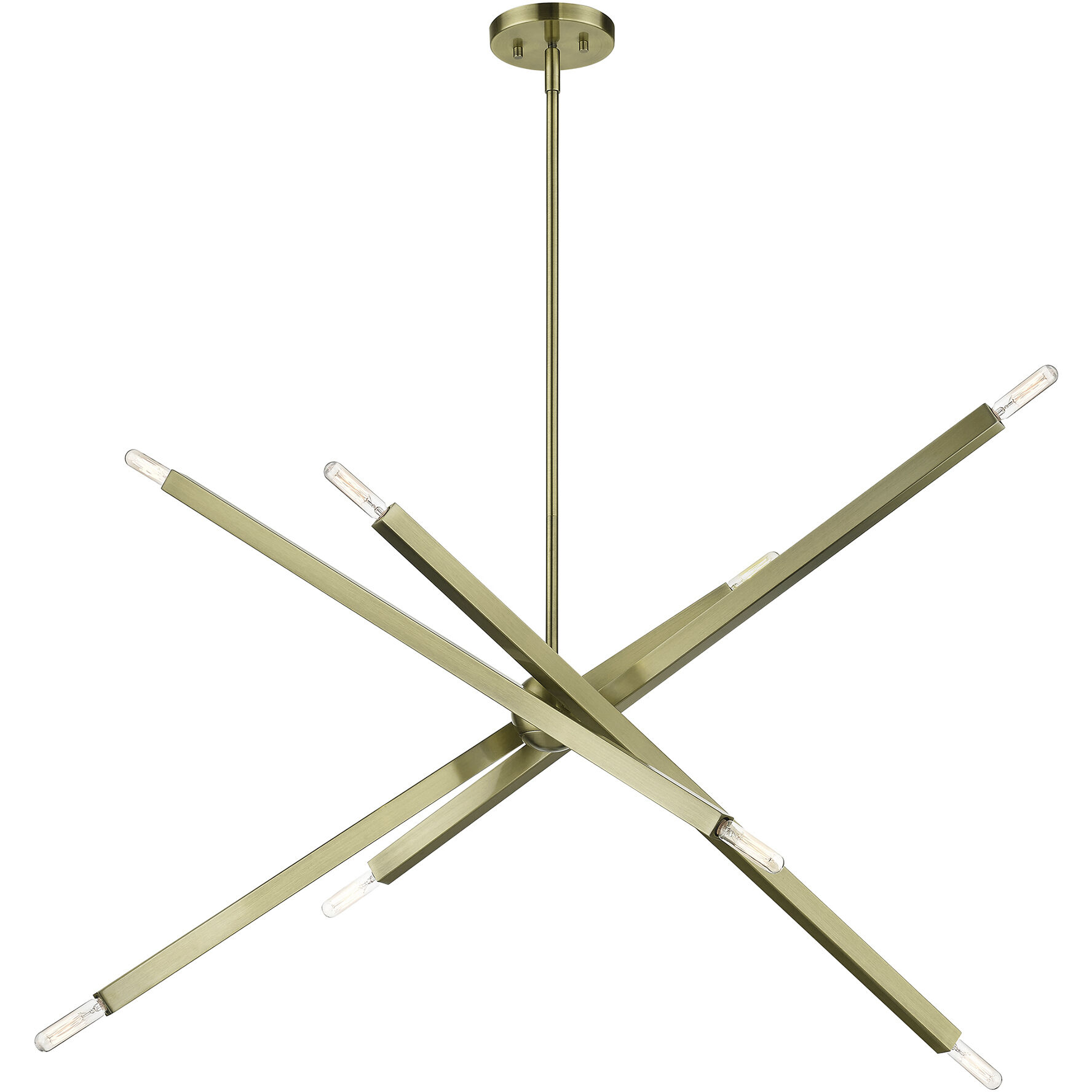 Monaco 8 Light 35 inch Antique Brass Linear Chandelier Ceiling Light, Large