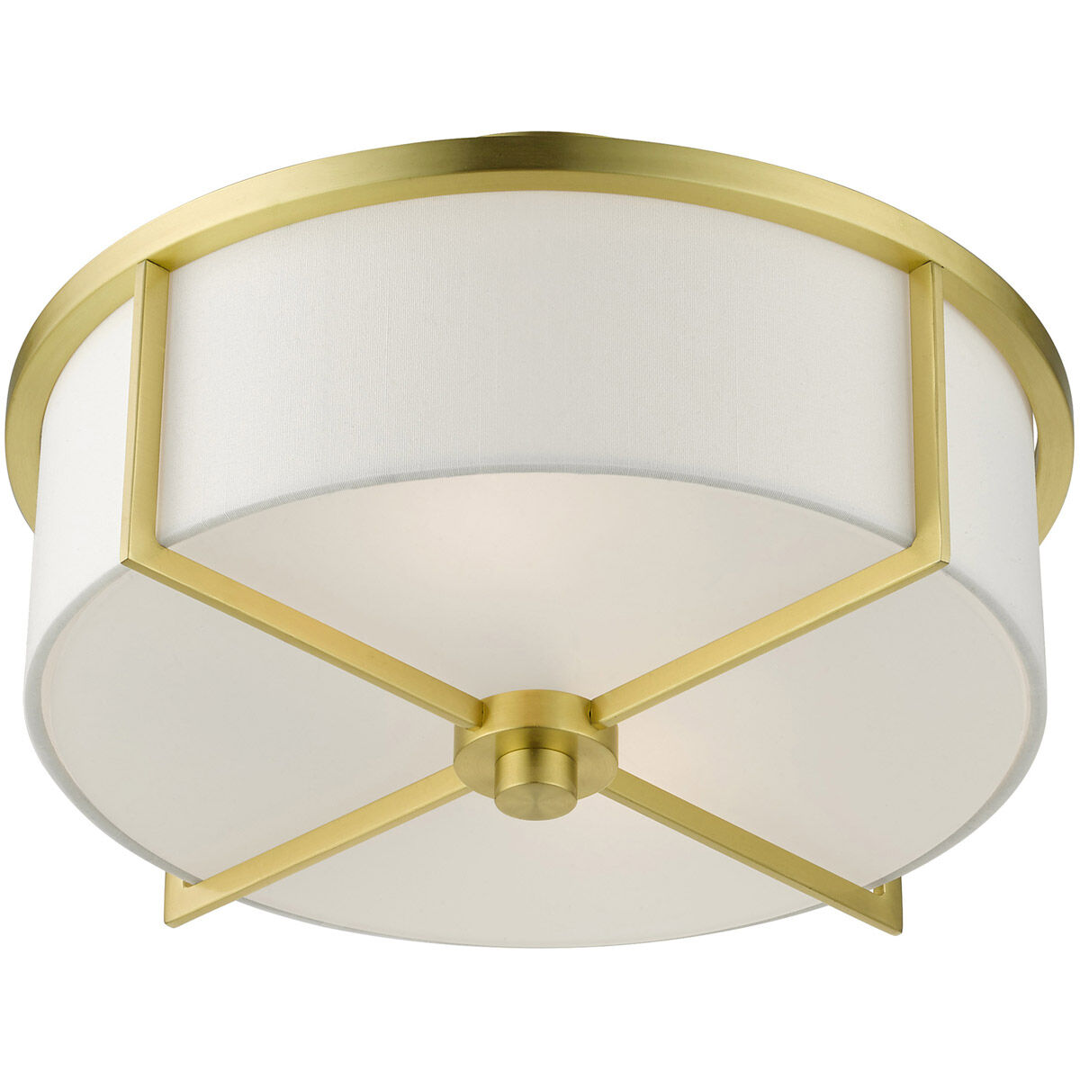 Wesley 2 Light 13 inch Satin Brass Semi Flush Ceiling Light