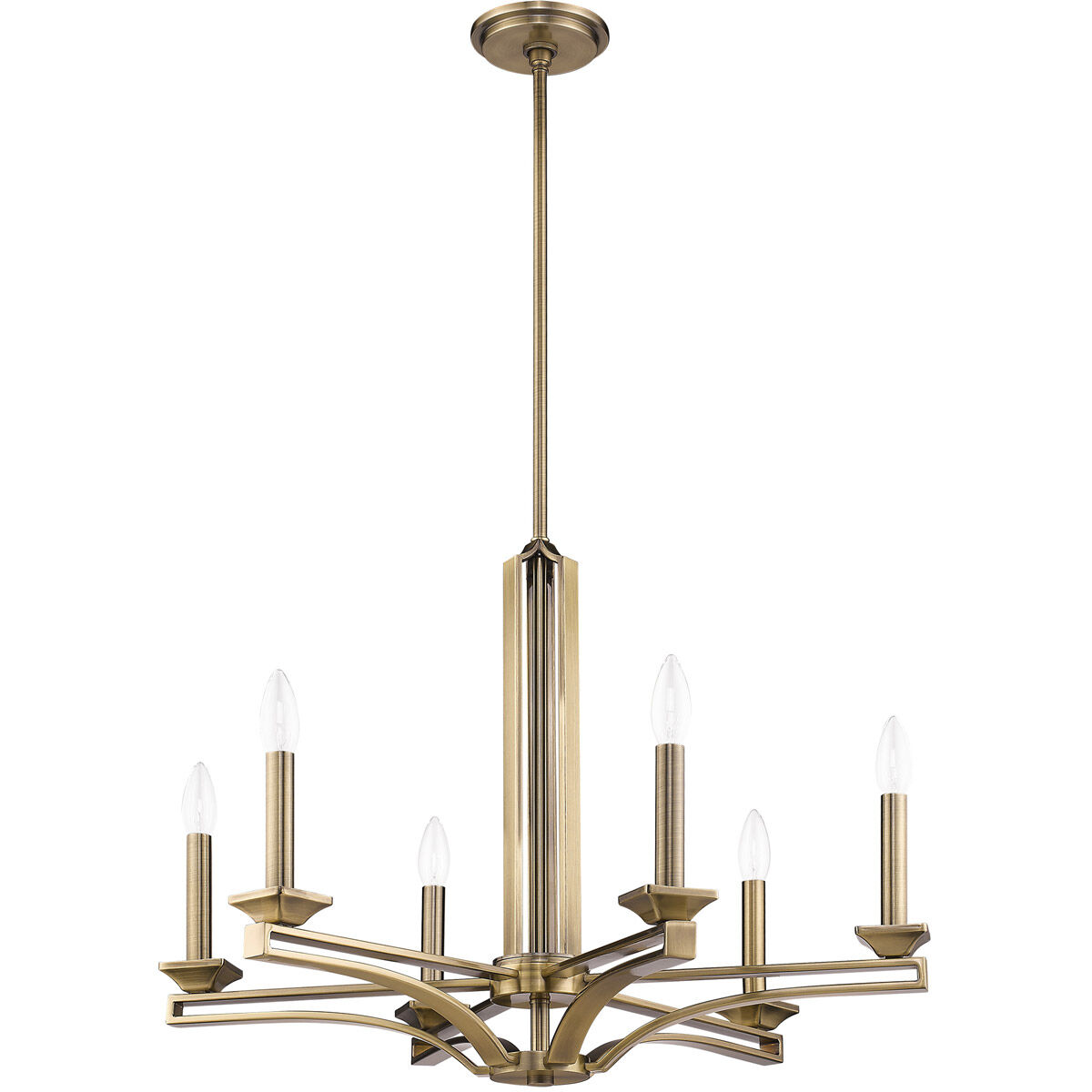 Trumbull 6 Light 26 inch Antique Brass Chandelier Ceiling Light