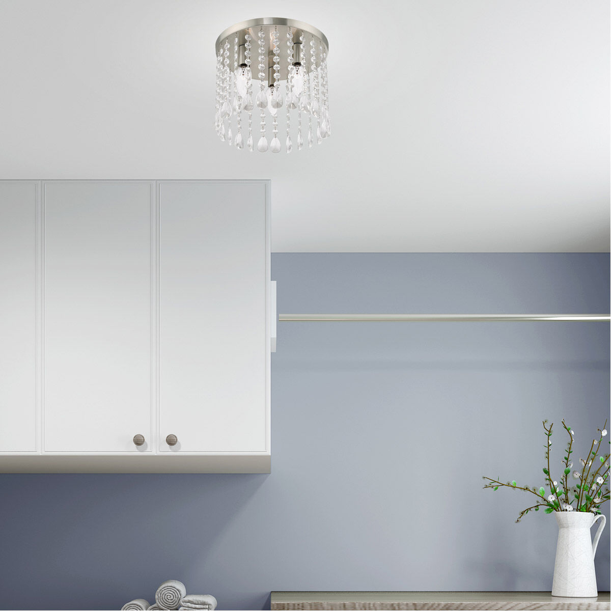 Elizabeth 3 Light 11 inch Brushed Nickel Flush Mount Ceiling Light