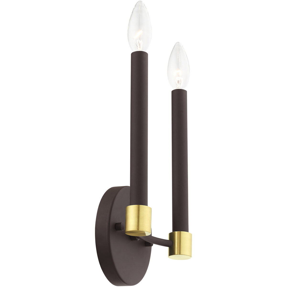 Karlstad 2 Light 7 inch Bronze with Satin Brass Accents ADA Sconce Wall Light