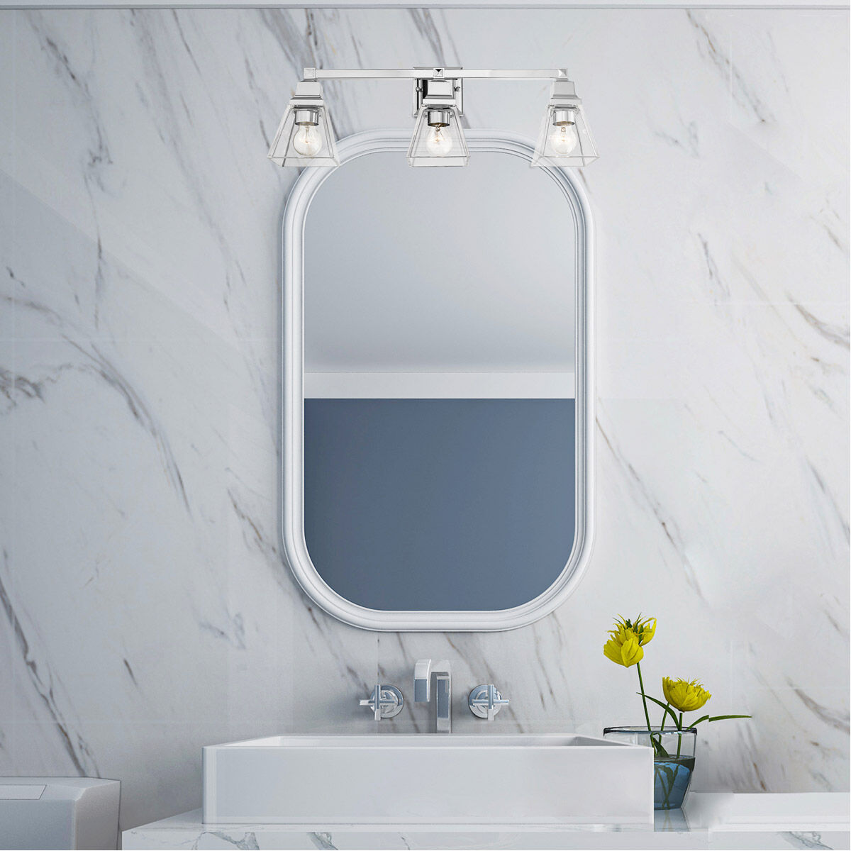 Mission 3 Light 25 inch Polished Chrome Vanity Sconce Wall Light