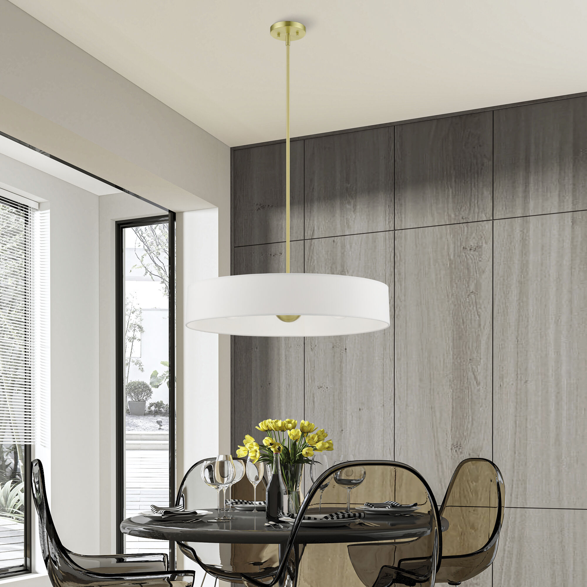 Venlo 5 Light 26 inch Satin Brass with Shiny White Accents Pendant Ceiling Light, Large