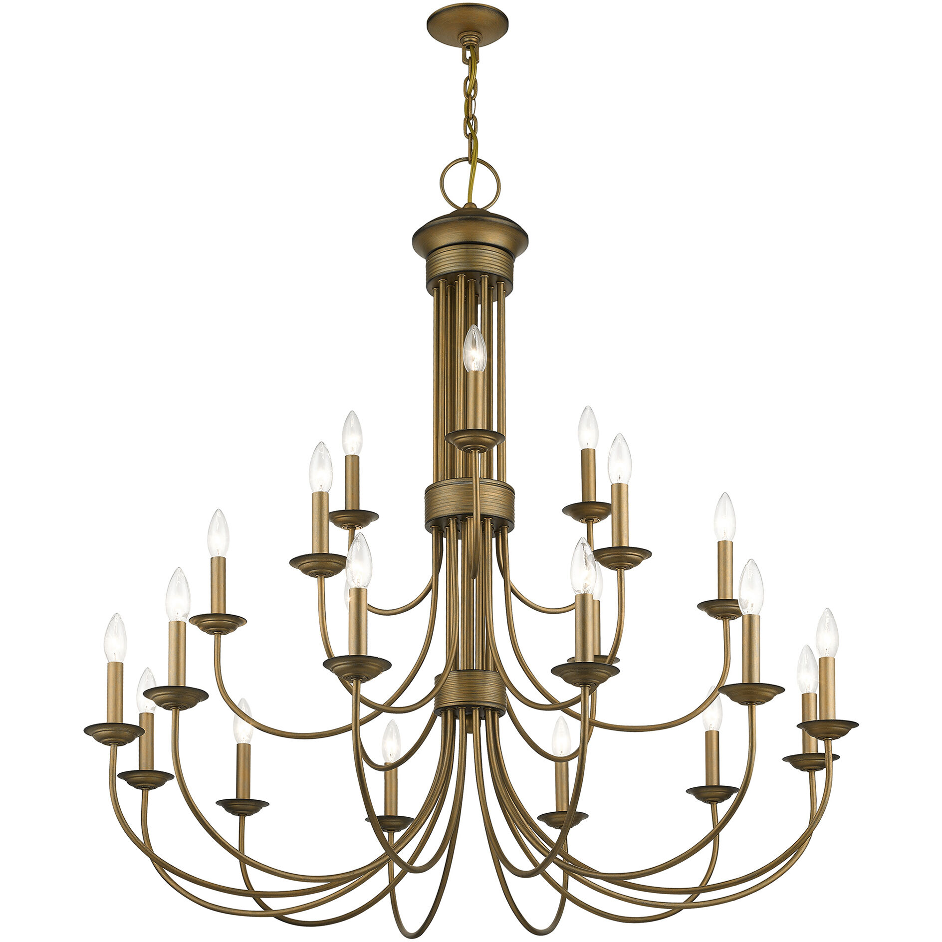 Estate 21 Light 42 inch Antique Gold Leaf Chandelier Ceiling Light, Extra Large