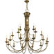 Estate 21 Light 42 inch Antique Gold Leaf Chandelier Ceiling Light, Extra Large