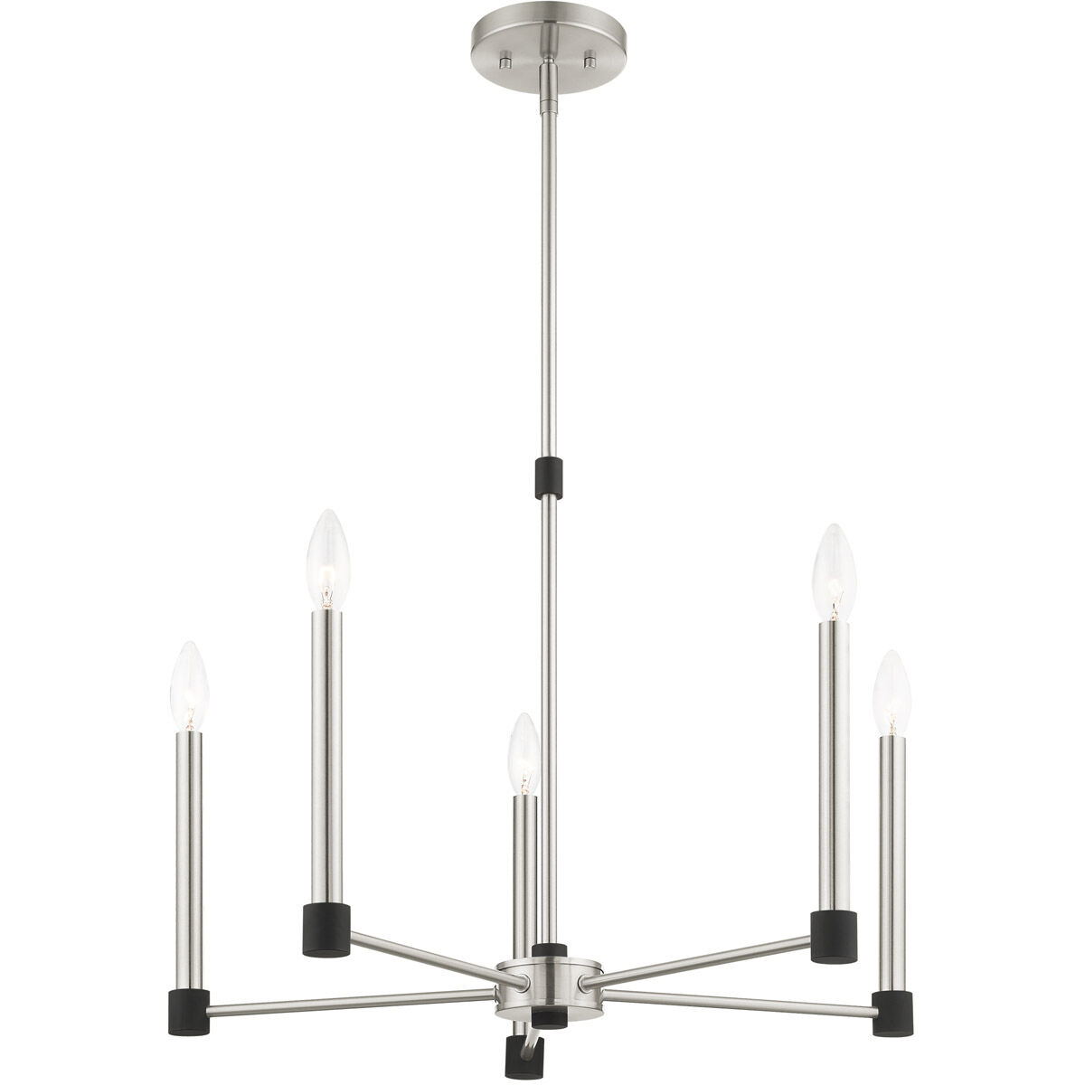 Karlstad 5 Light 24 inch Brushed Nickel with Satin Brass Accents Chandelier Ceiling Light
