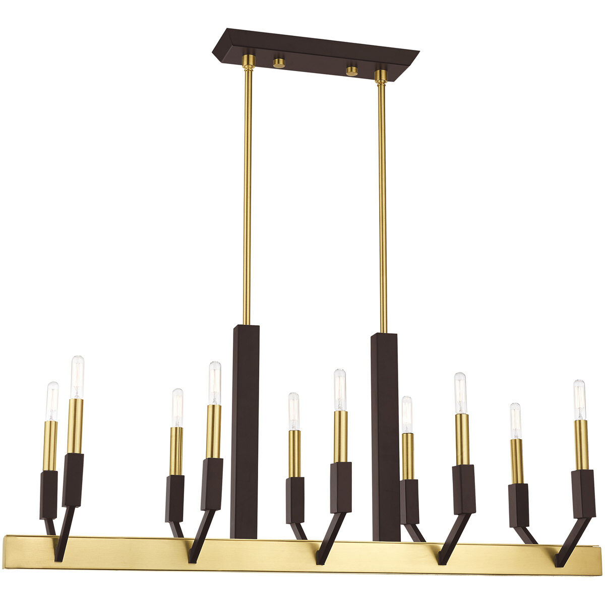 Beckett 10 Light 40 inch Satin Brass & Bronze Linear Chandelier Ceiling Light