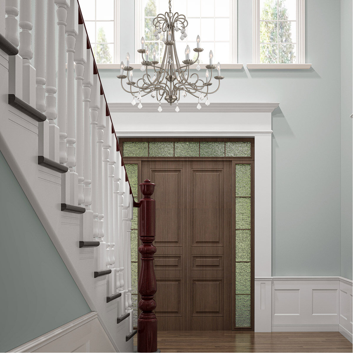 Daphne 15 Light 36 inch Brushed Nickel Foyer Chandelier Ceiling Light