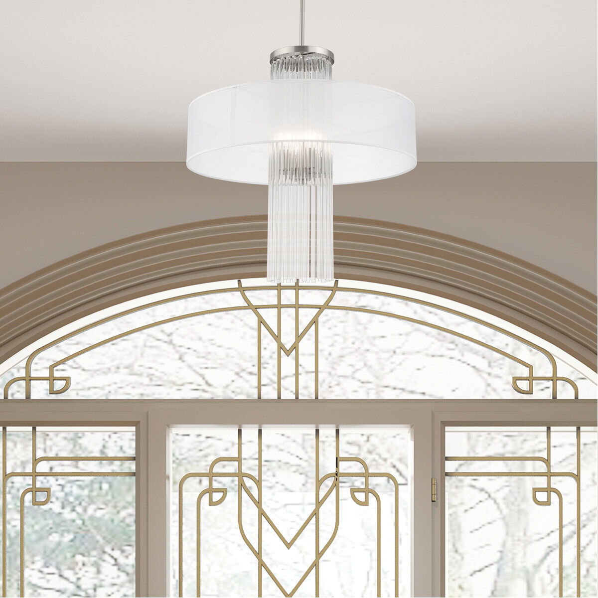 Alexis 4 Light 24 inch Brushed Nickel Pendant Chandelier Ceiling Light