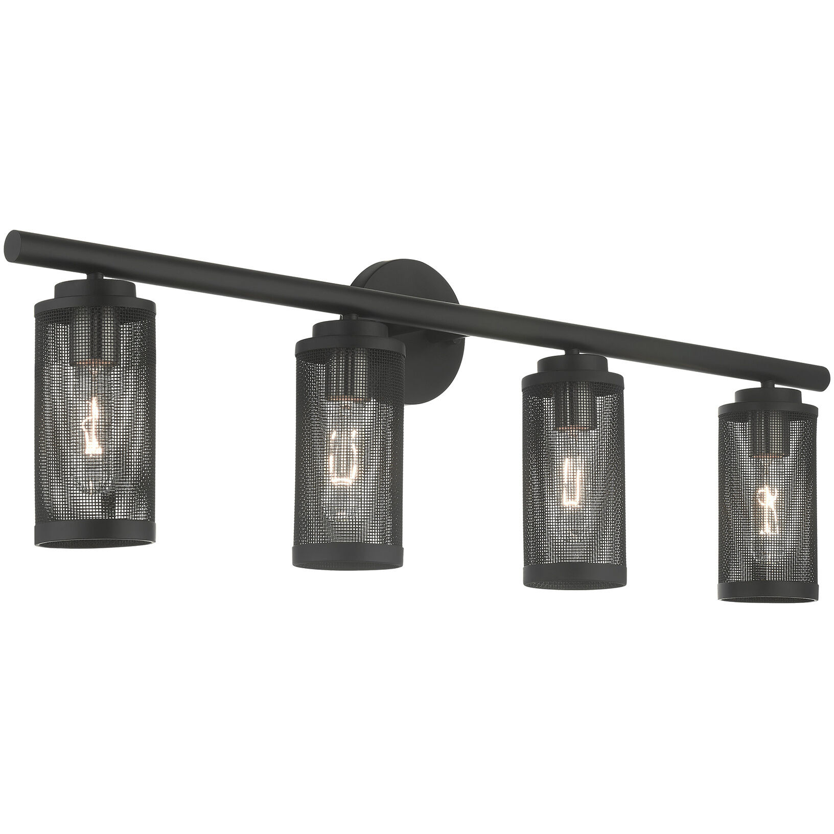 Industro 4 Light 36 inch Black with Brushed Nickel Accents Vanity Sconce Wall Light