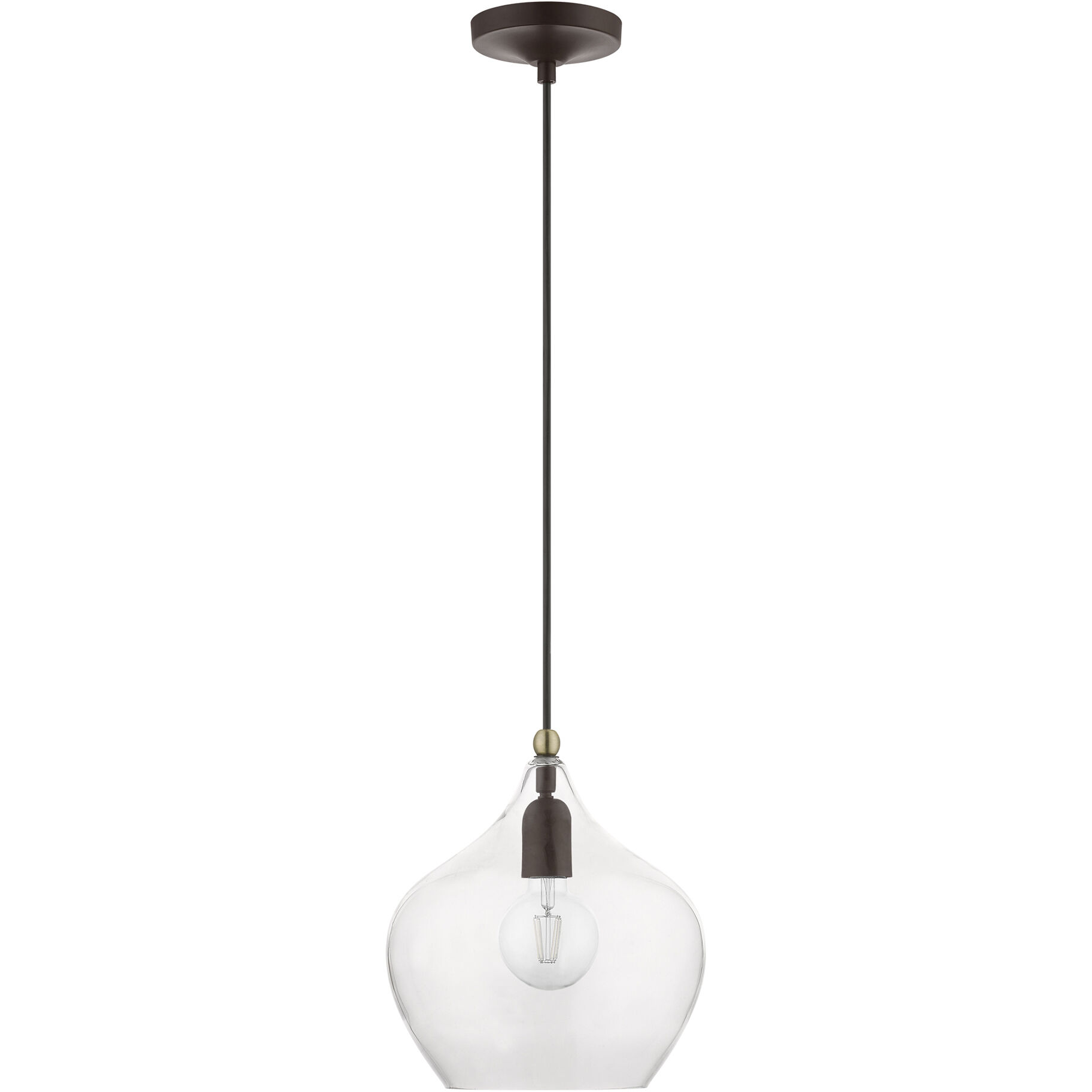 Aldrich 1 Light 10 inch Bronze with Antique Brass Accent Pendant Ceiling Light
